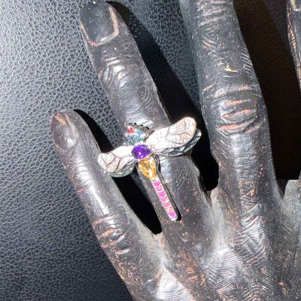 Dragonfly Multi-Gemstone Ring - Women Jewelry